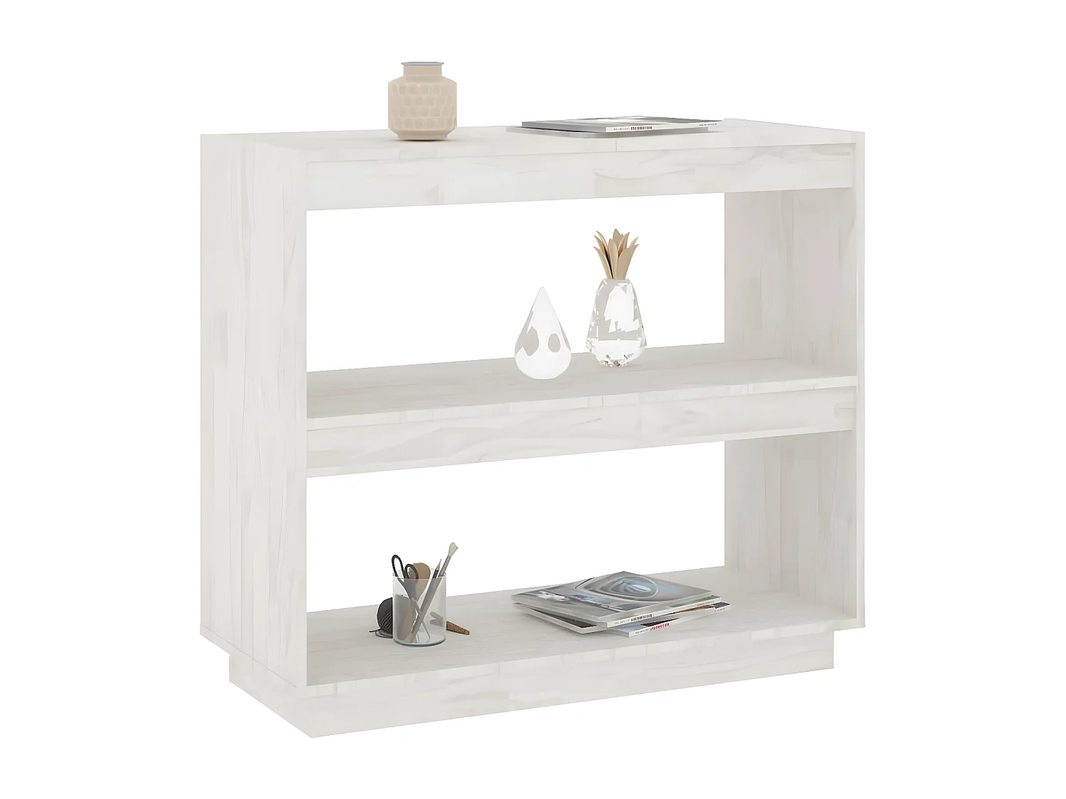Estantería de madera maciza de pino blanco 80x35x71 cm