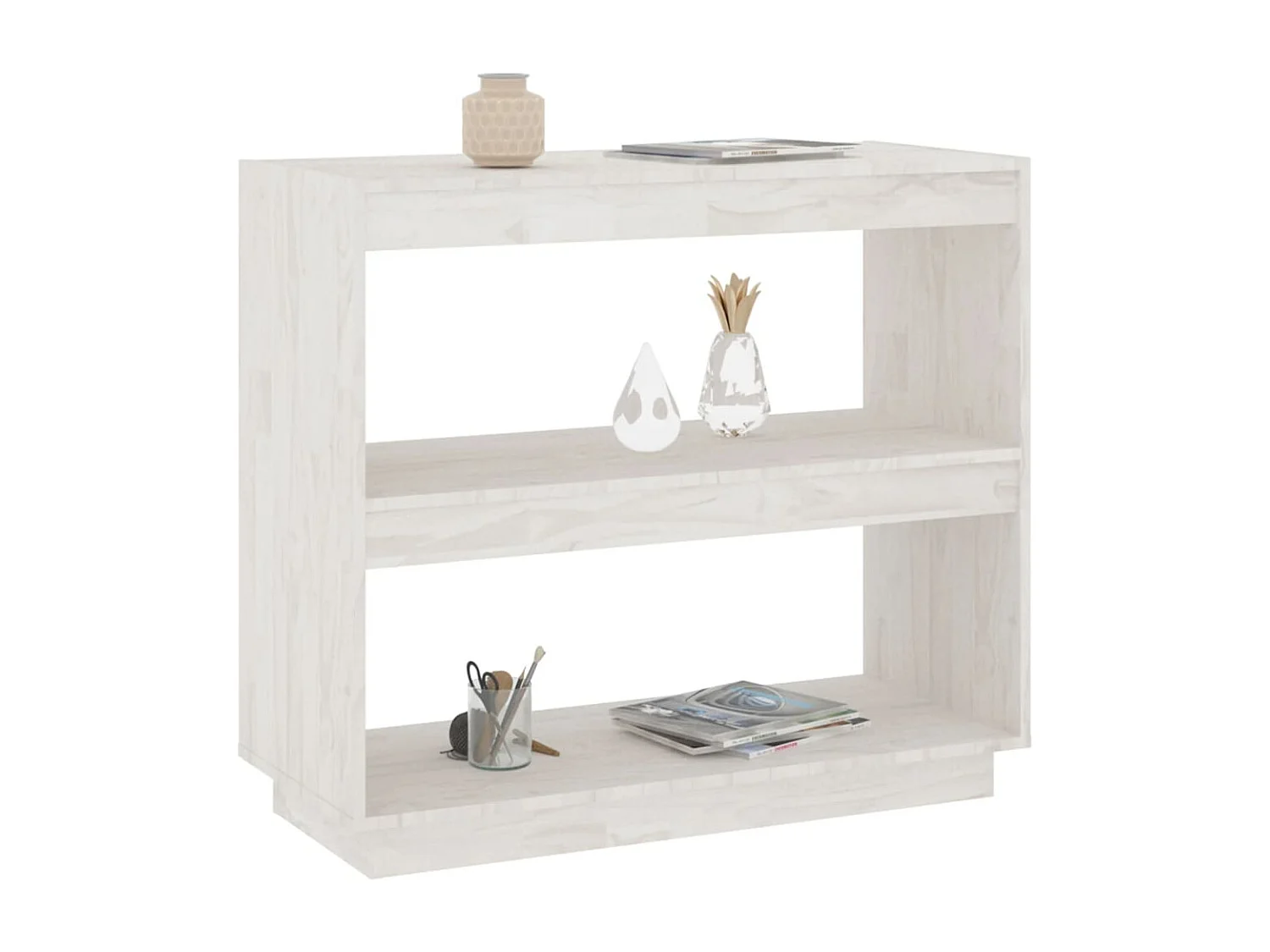 Estantería de madera maciza de pino blanco 80x35x71 cm