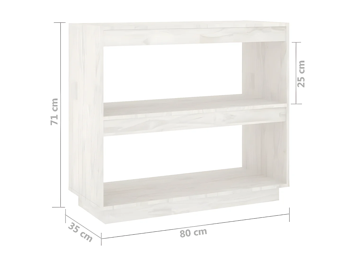 Estantería de madera maciza de pino blanco 80x35x71 cm