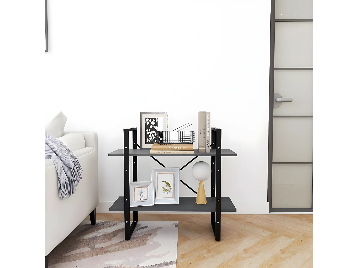 Estante com 2 prateleiras 80x30x70 cm pinho maciço cinzento