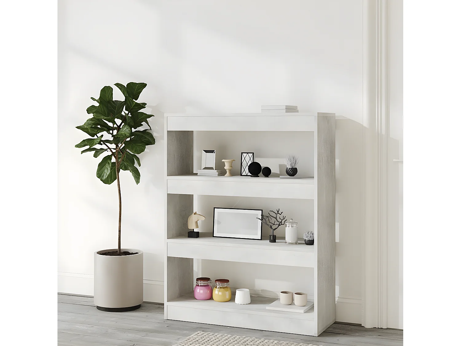 Bibliothèque/Cloison Gris béton 80x30x103 cm Bois d'ingénierie