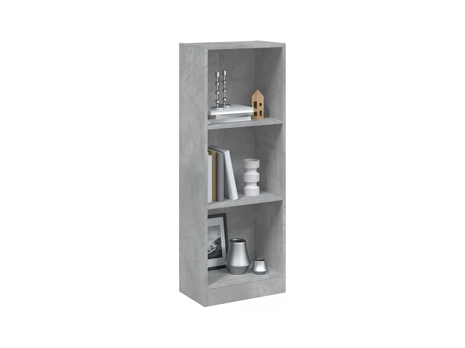 Bibliothèque à 3 niveaux Gris béton 40x24x108 cm Aggloméré