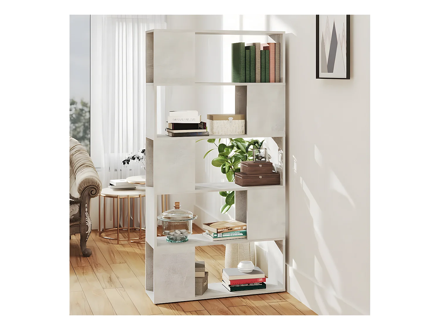 Bibliothèque de séparation Gris béton 80x24x155 cm Aggloméré