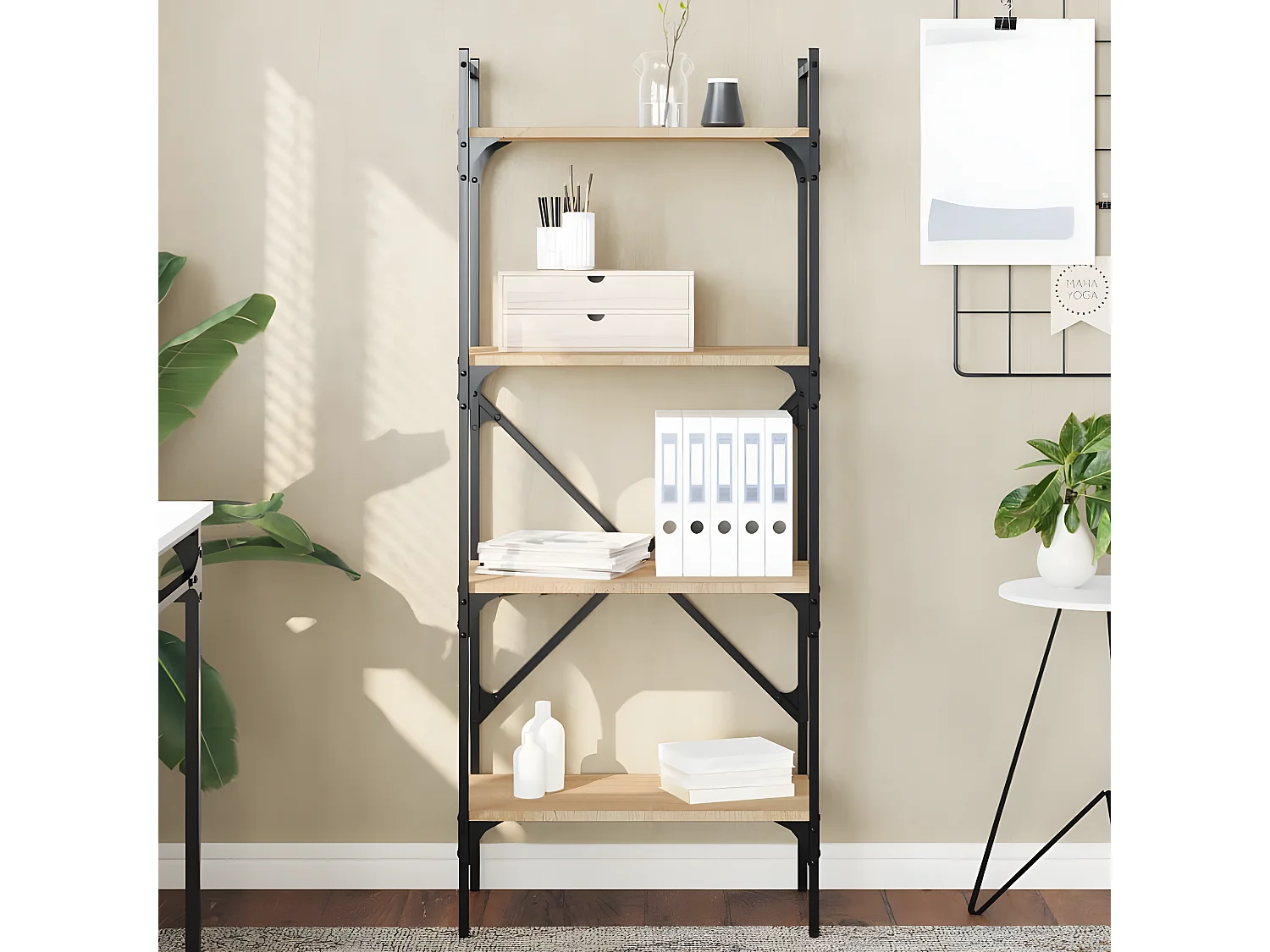 Boekenkast 4-laags 56x31,5x138,5 cm bewerkt hout sonoma eiken