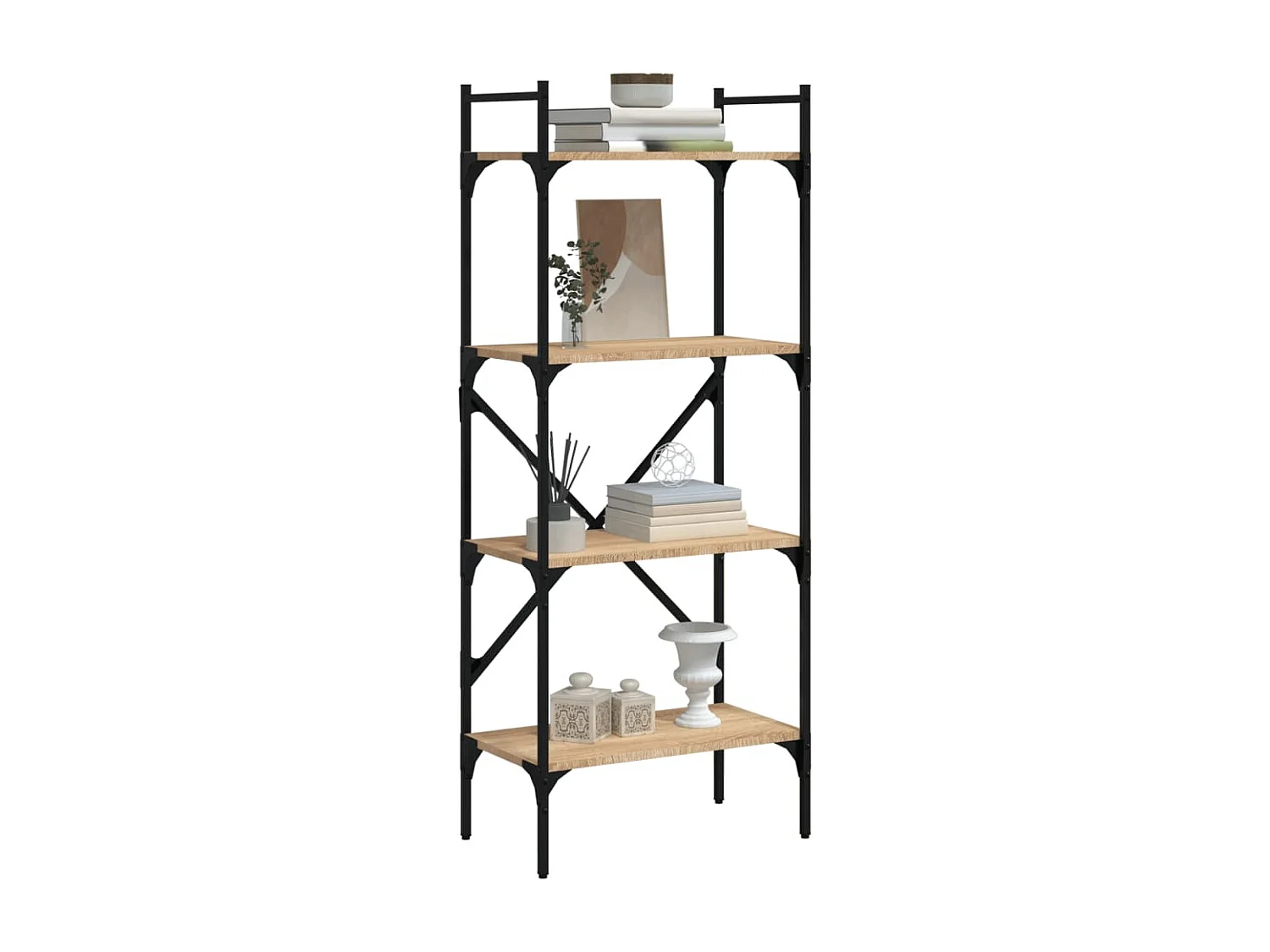 Boekenkast 4-laags 56x31,5x138,5 cm bewerkt hout sonoma eiken