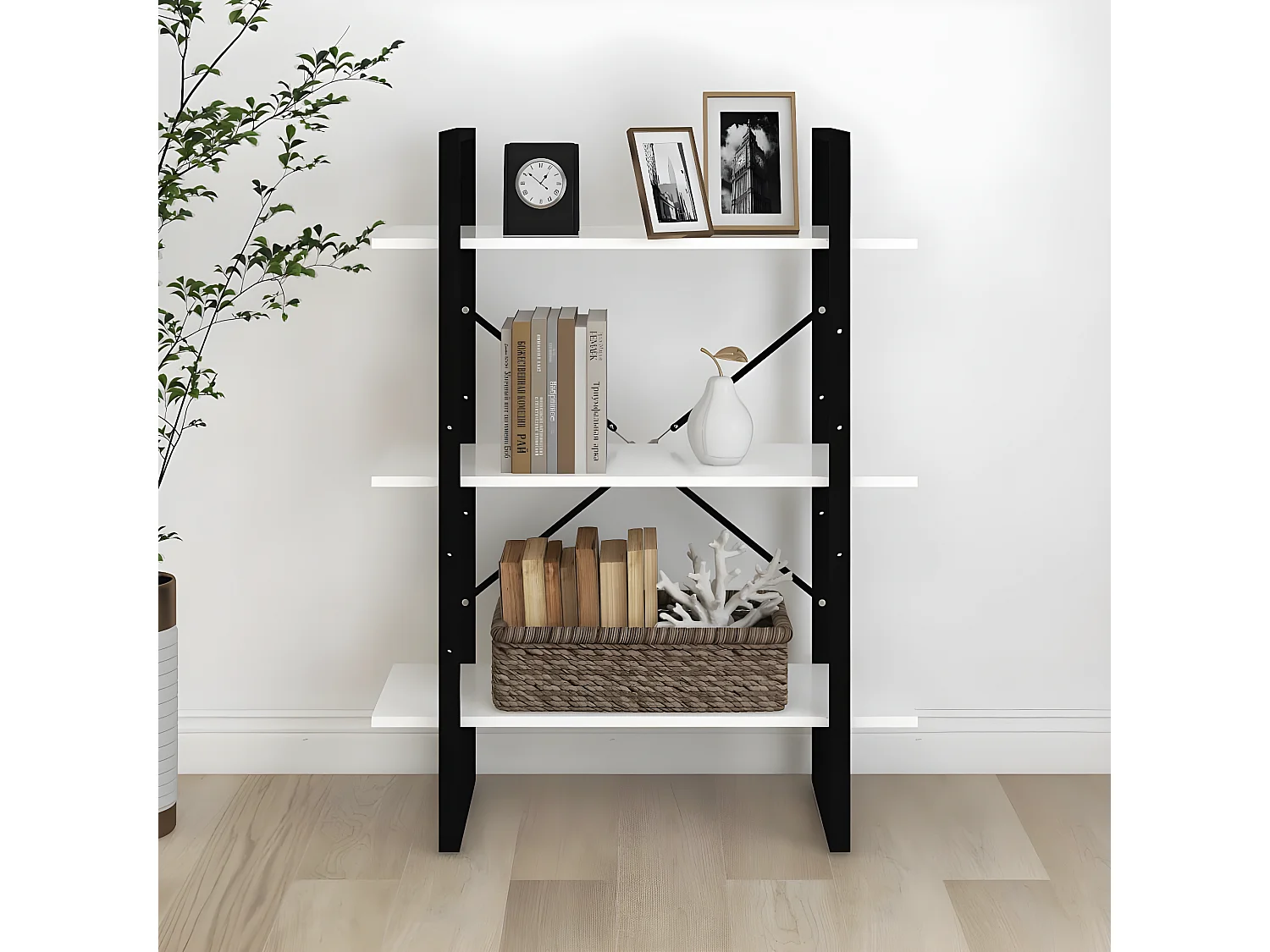 Bibliothèque Blanc 80x30x105 cm Aggloméré