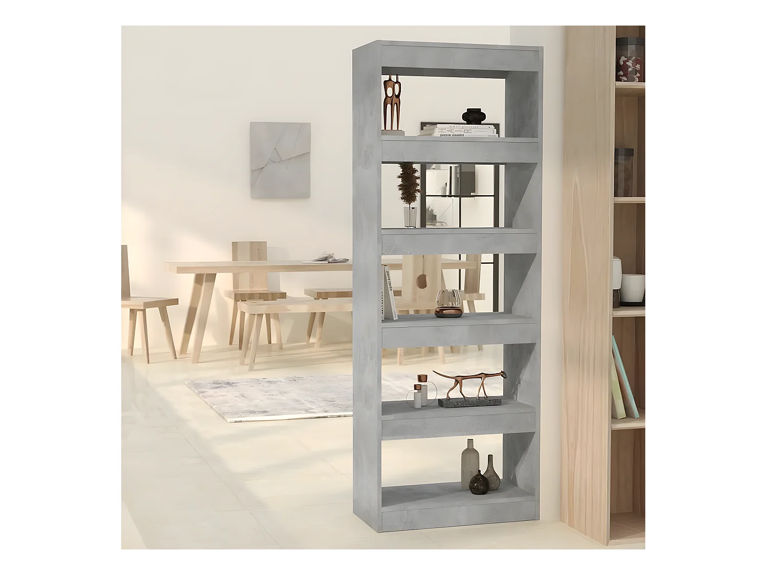 Bibliothèque/Séparateur de pièce Gris béton 60x30x166 cm