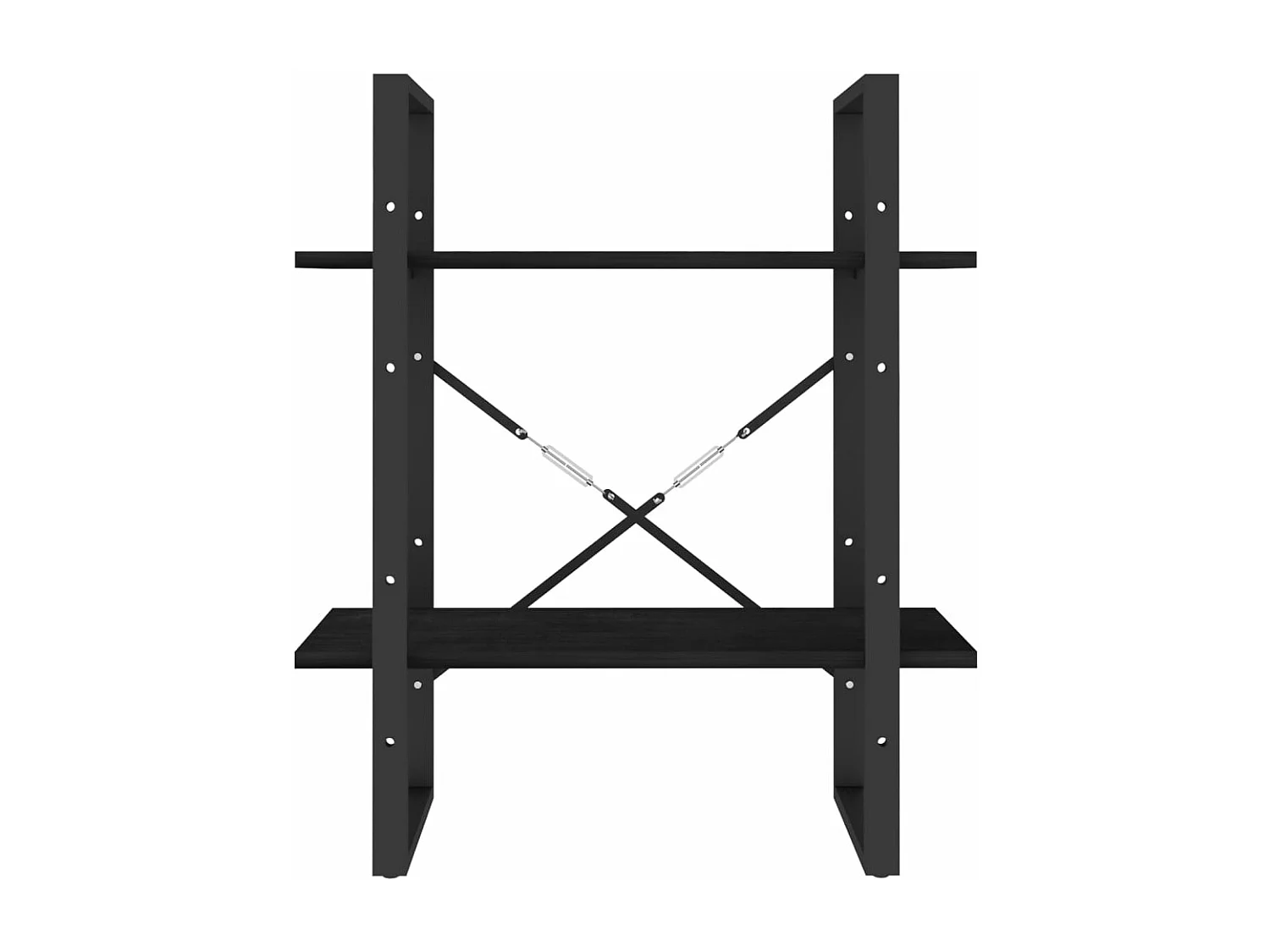 Estantería 2 niveles madera maciza de pino negra 60x30x70 cm