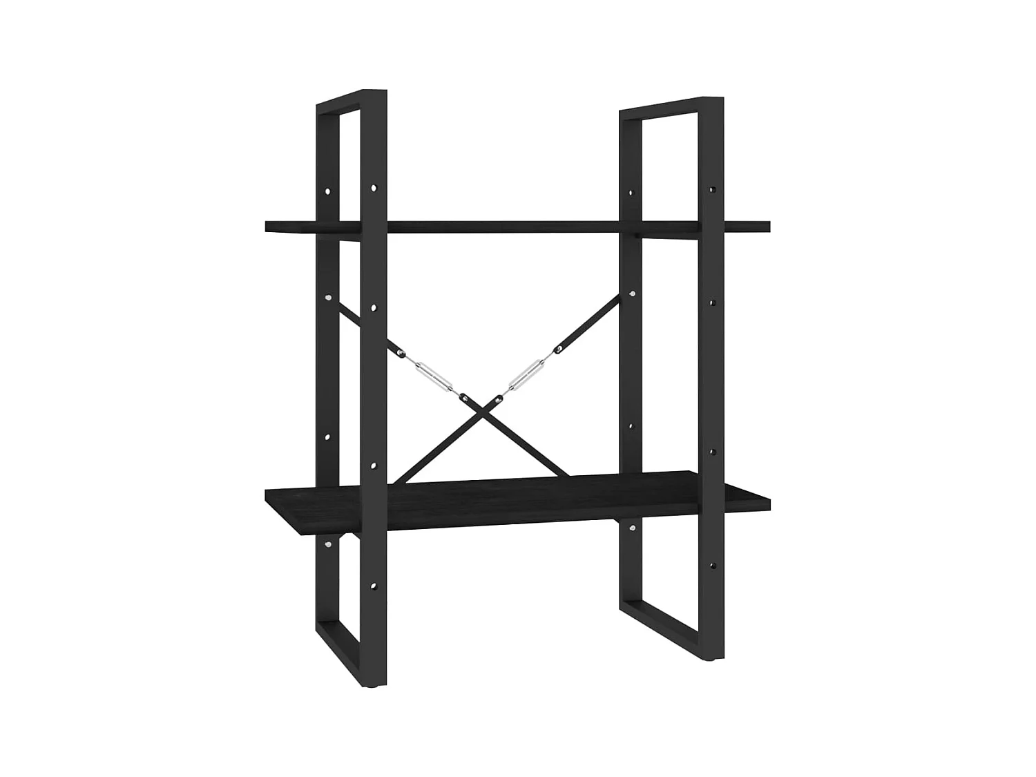 Estantería 2 niveles madera maciza de pino negra 60x30x70 cm