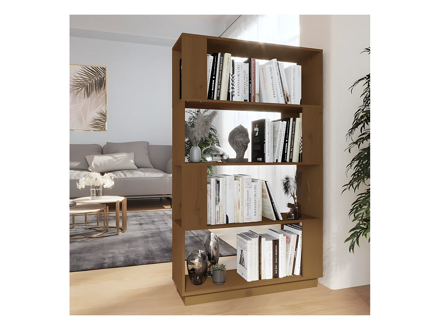 Bibliothèque/Cloison Marron miel 80x25x132 cm Bois massif