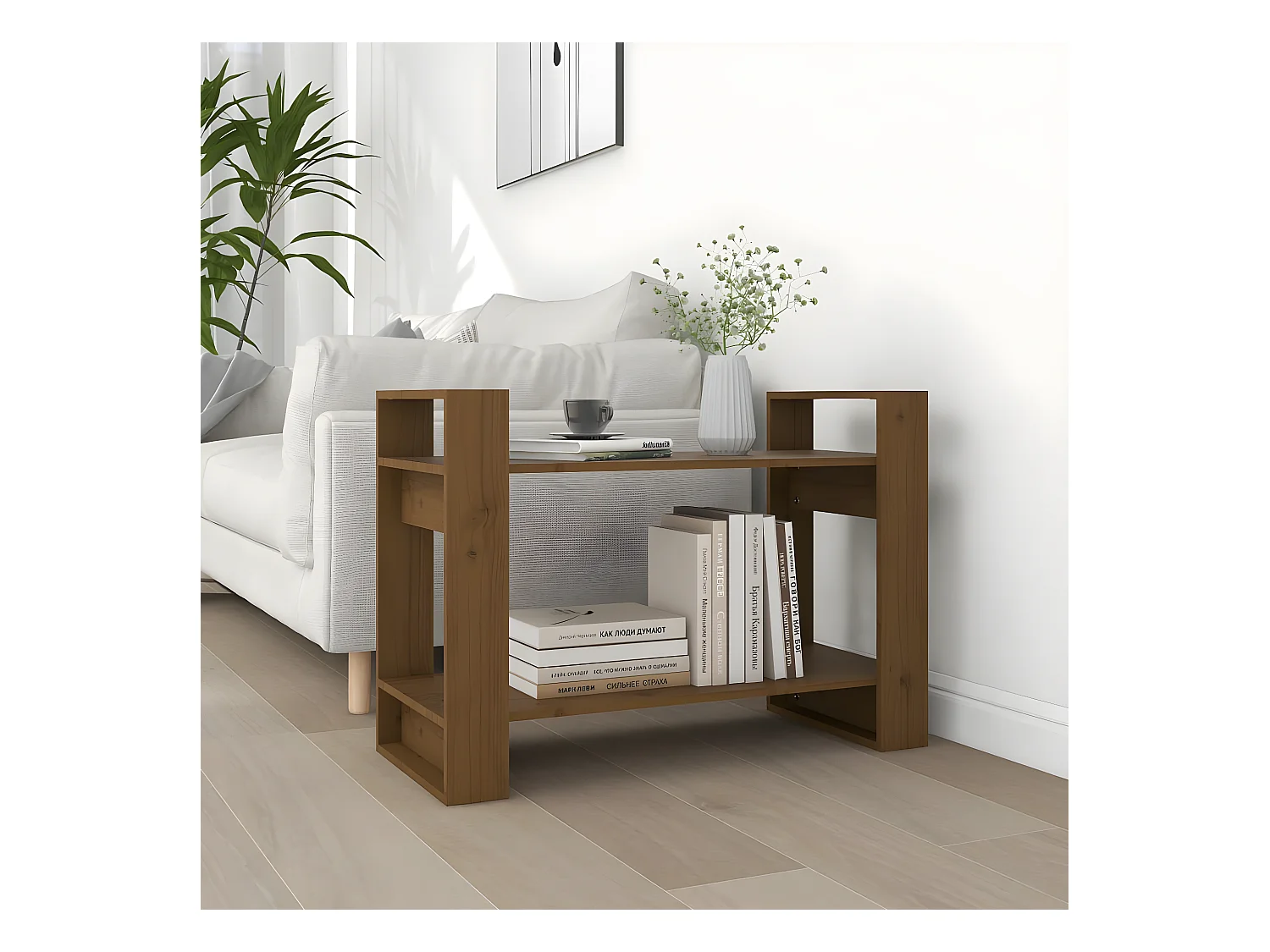 Boekenkast/kamerscherm 80x35x56,5 cm massief hout honingbruin