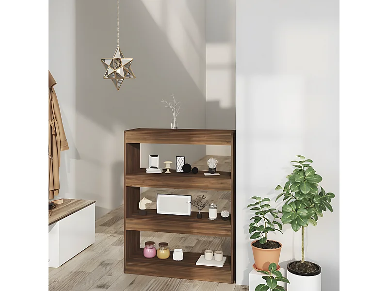 Boekenkast/kamerscherm 80x30x103 cm bewerkt hout bruin eiken