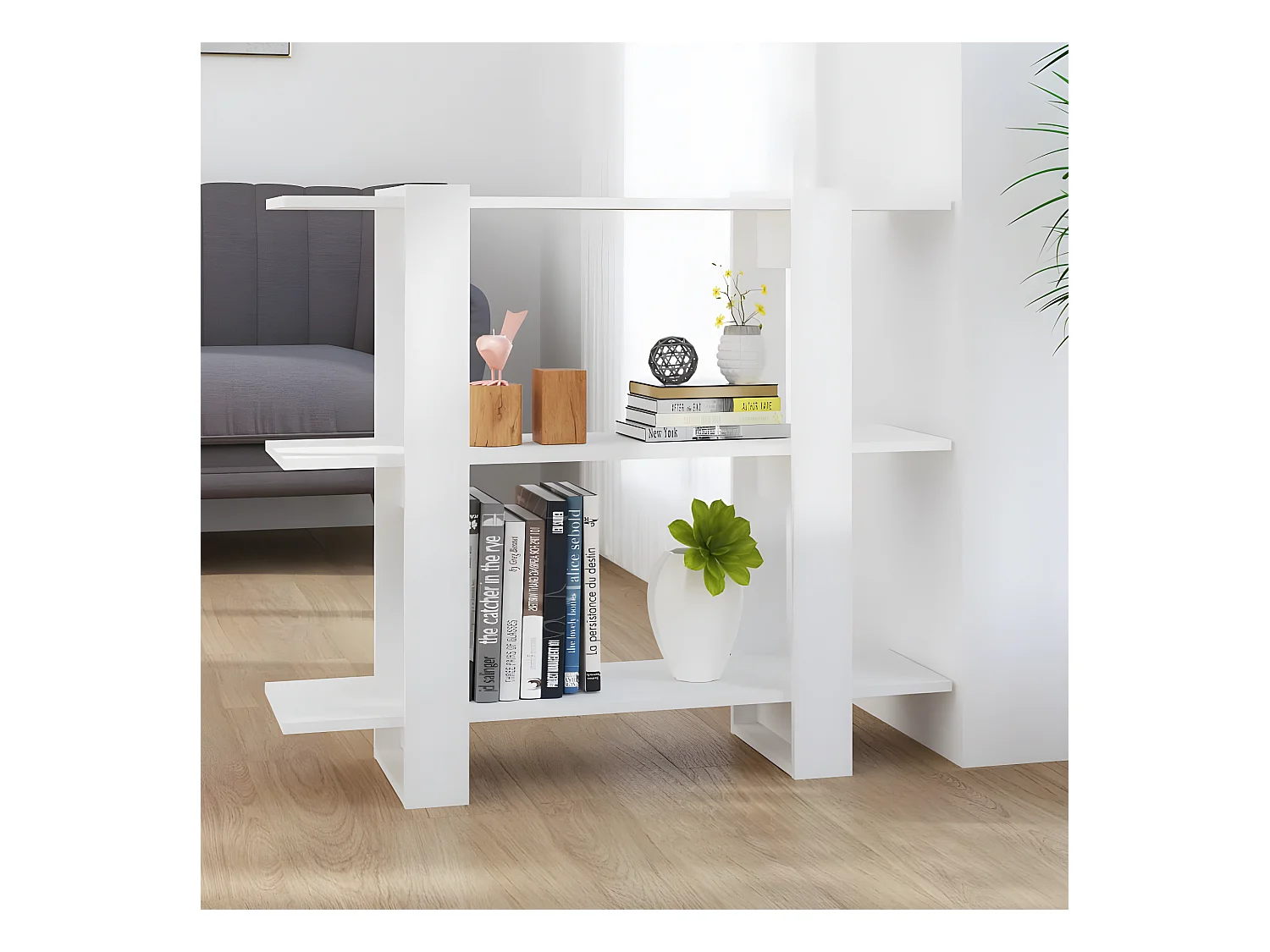 Bibliothèque/Séparateur de pièce Blanc brillant 100x30x87 cm