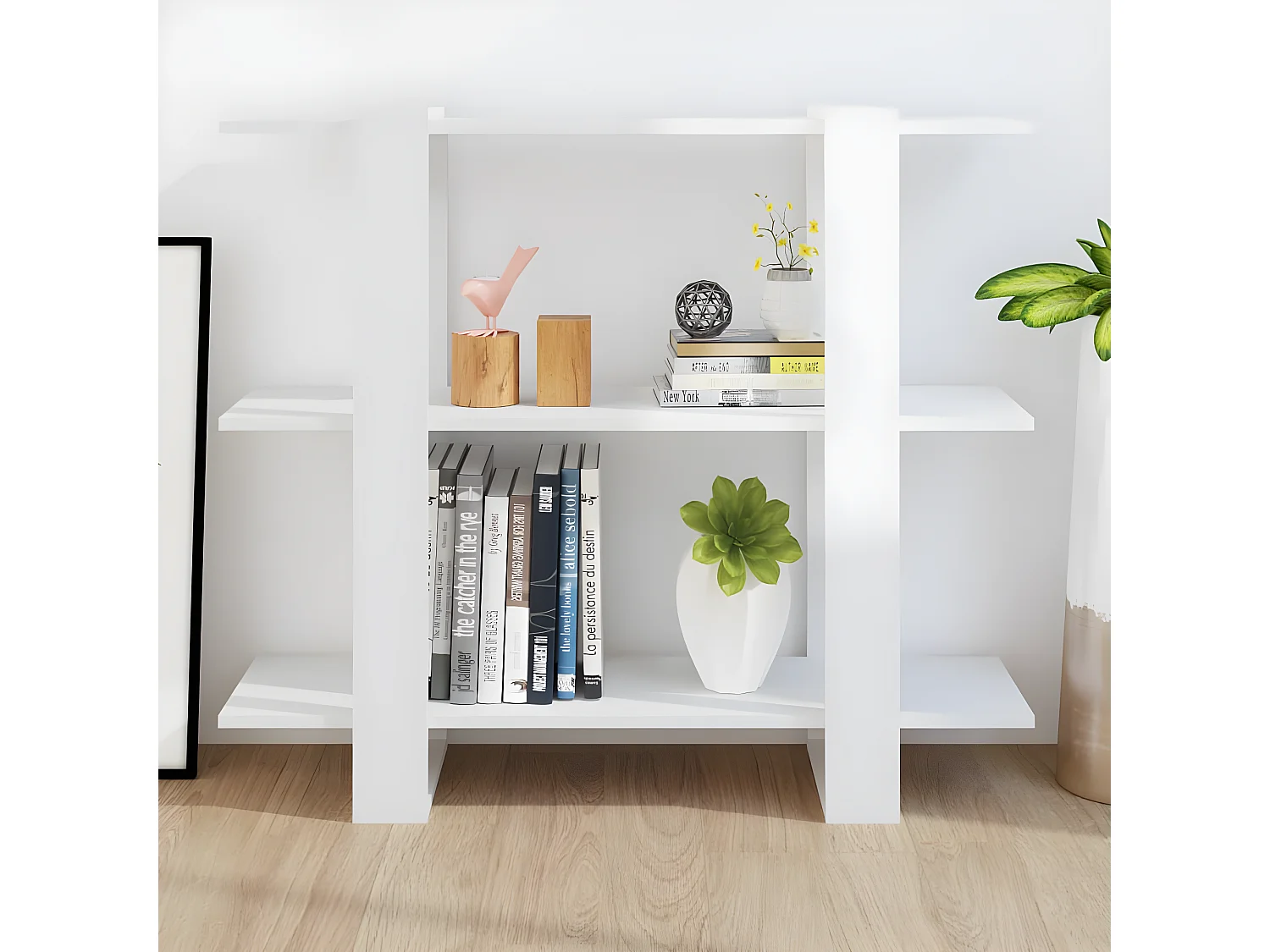 Bibliothèque/Séparateur de pièce Blanc brillant 100x30x87 cm