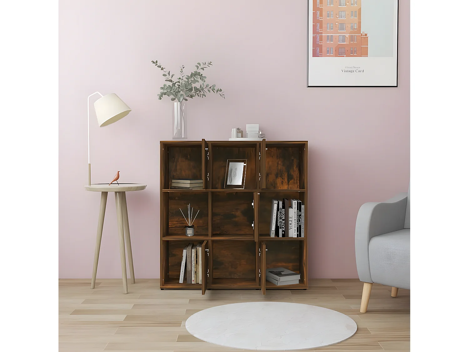 Bibliothèque Chêne fumé 90x30x90 cm Bois d'ingénierie