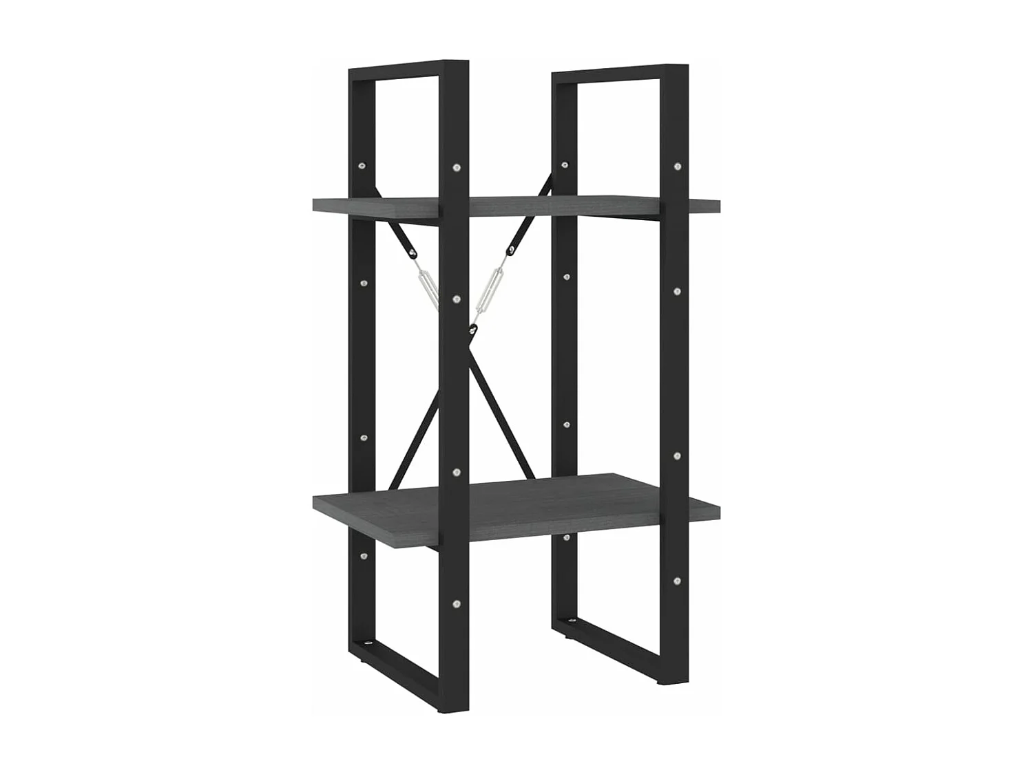 Estantería 2 niveles madera maciza de pino gris 40x30x70 cm