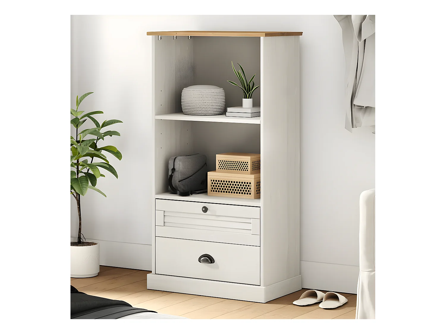 Librería VIGO madera maciza de pino blanco 60x35x114,5 cm