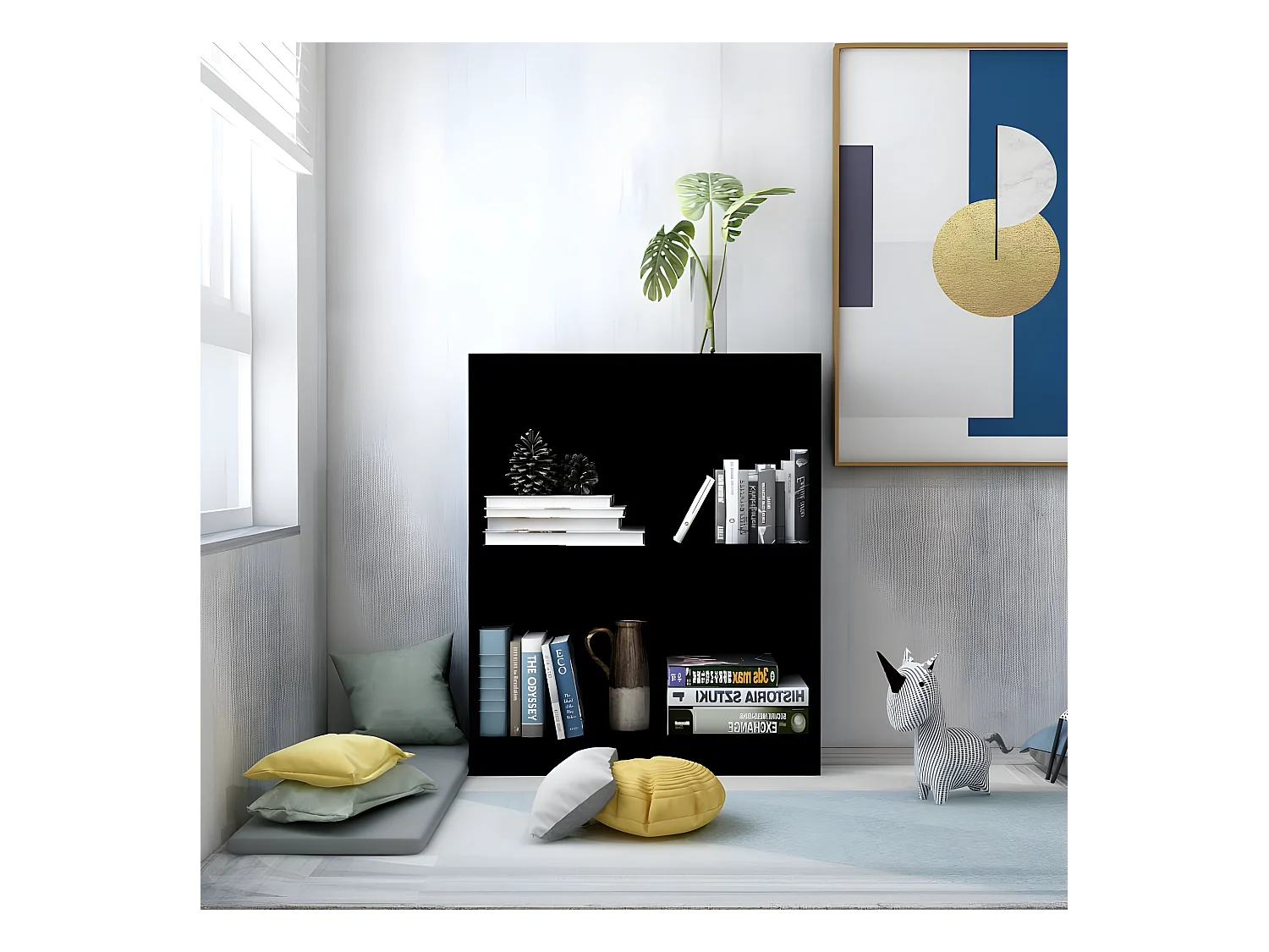 Bibliothèque Noir 60x24x74,5 cm Bois d'ingénierie