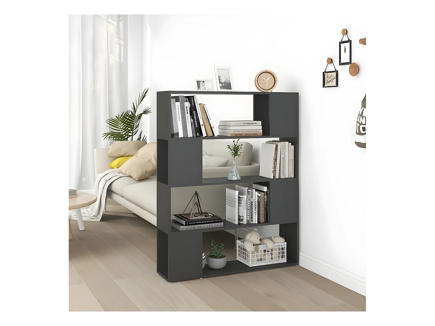 Bibliothèque/Séparateur de pièce Gris 100x24x124 cm