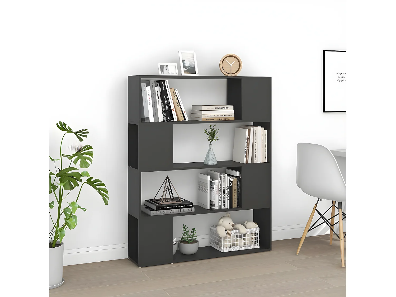 Bibliothèque/Séparateur de pièce Gris 100x24x124 cm