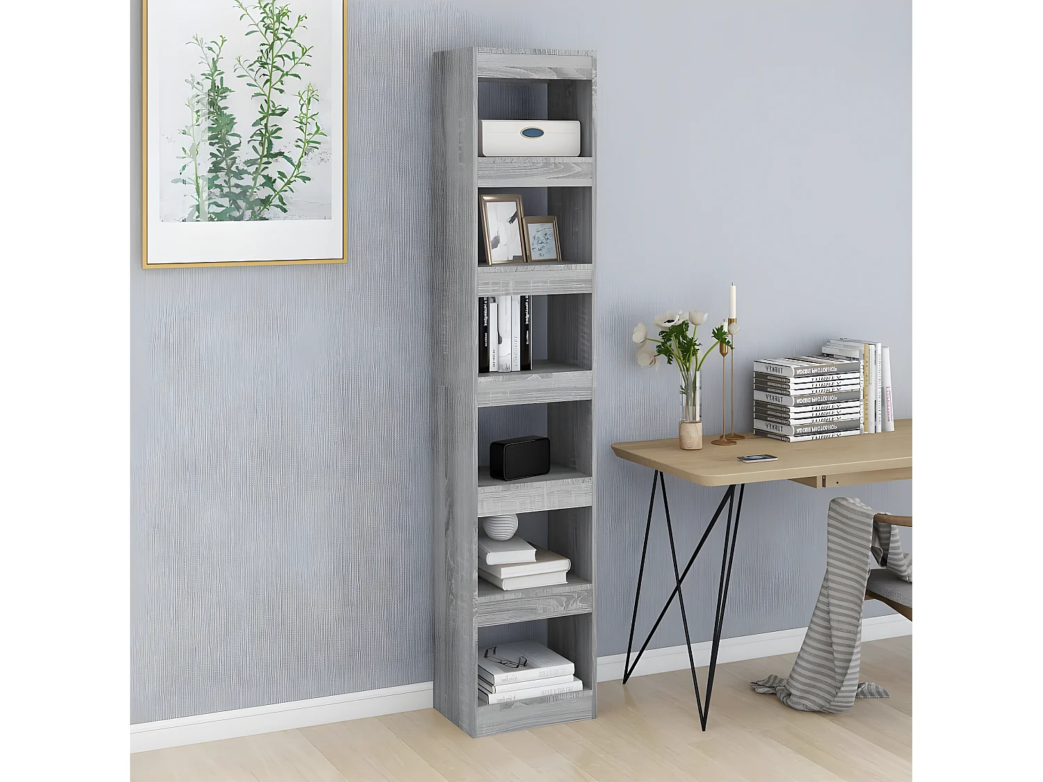 Bibliothèque/Séparateur de pièce Sonoma gris 40x30x198 cm