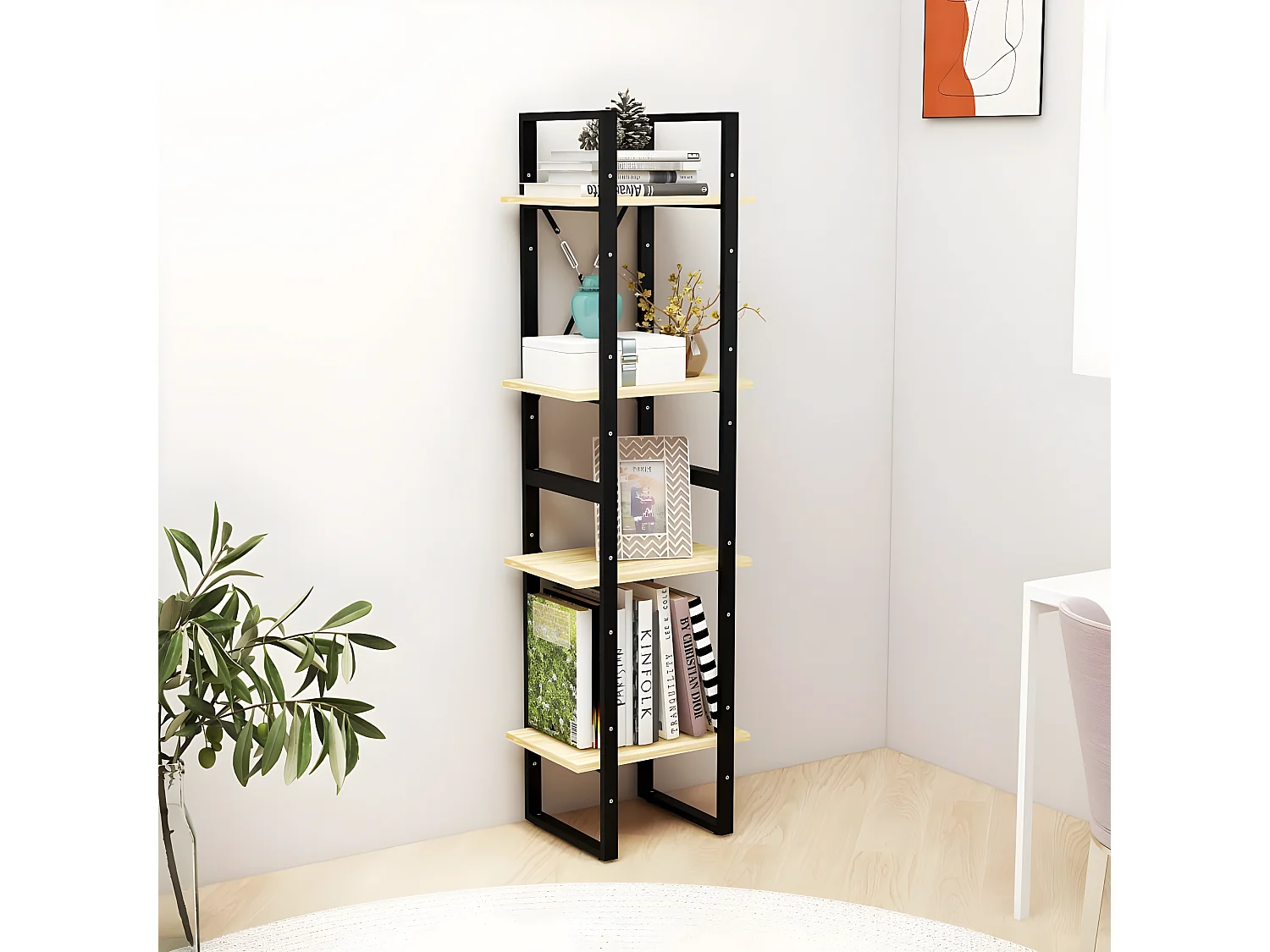 Bibliothèque à 4 niveaux 40x30x140 cm Bois de pin massif