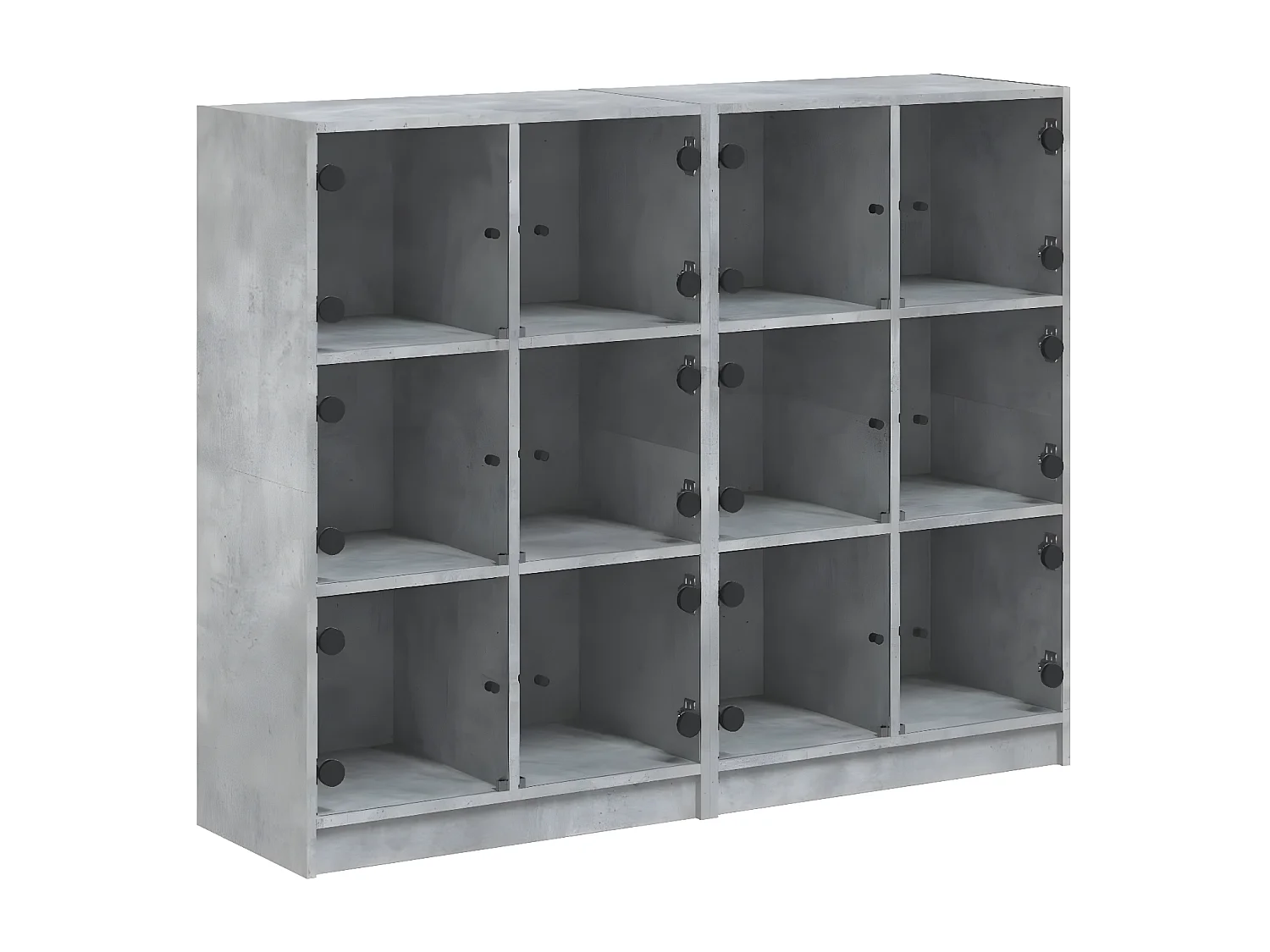 Bibliothèque avec portes gris béton 136x37x109 cm