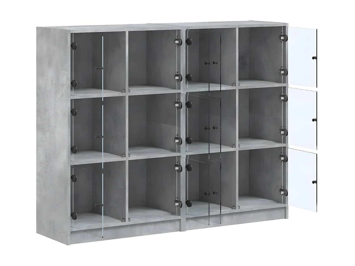 Bibliothèque avec portes gris béton 136x37x109 cm