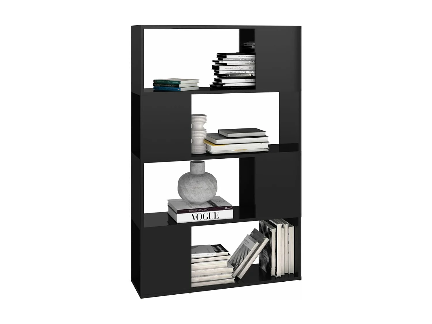 Boekenkast/kamerscherm 80x24x124,5 cm hoogglans zwart
