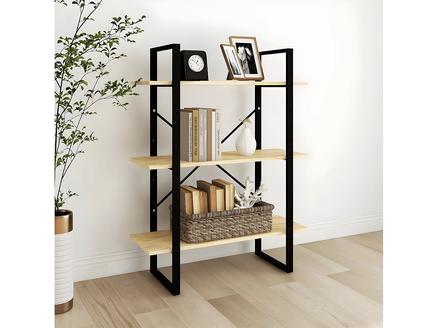 Boekenkast met 3 schappen 80x30x105 cm massief grenenhout