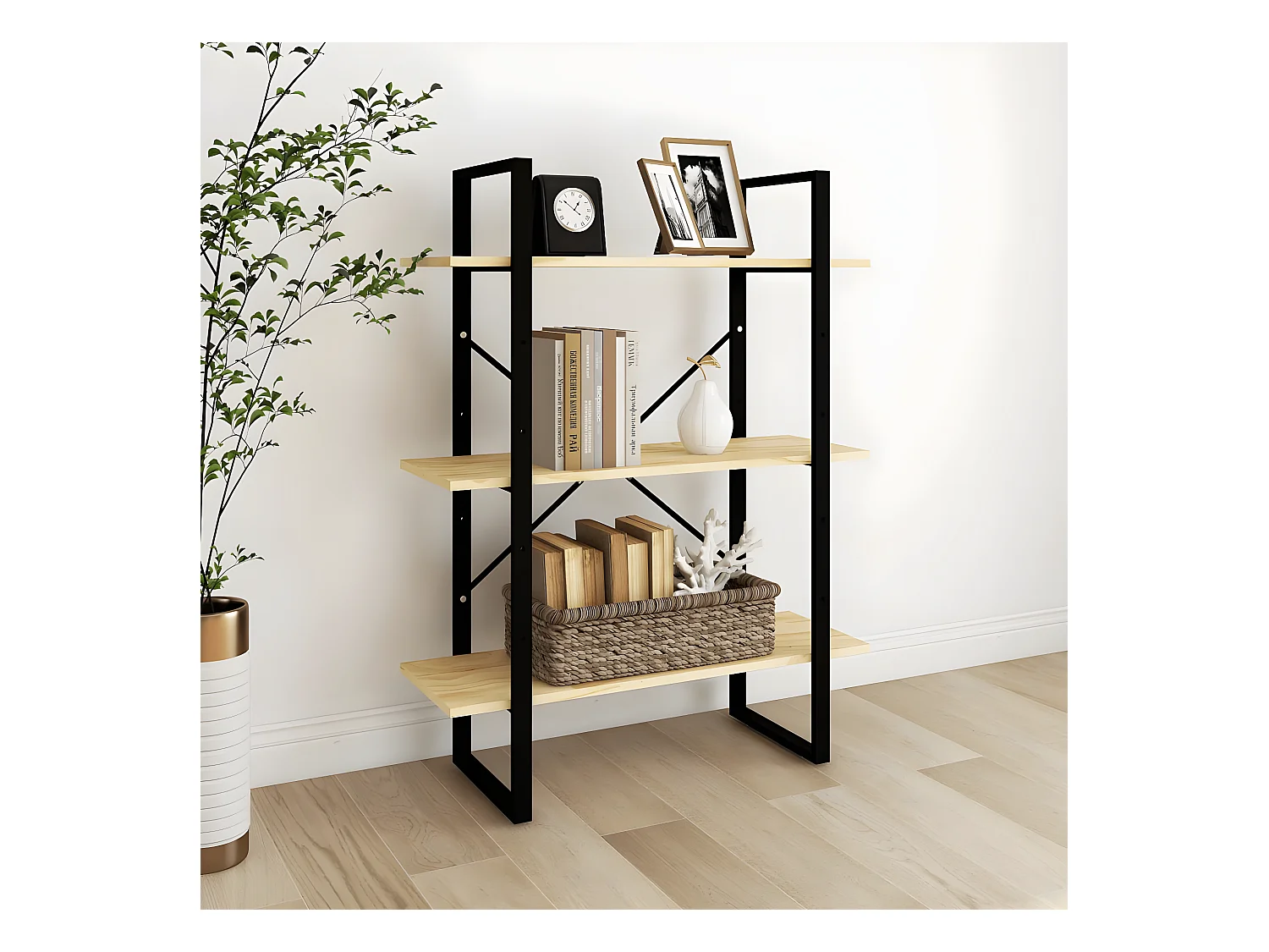 Bibliothèque à 3 niveaux 80x30x105 cm Bois de pin massif