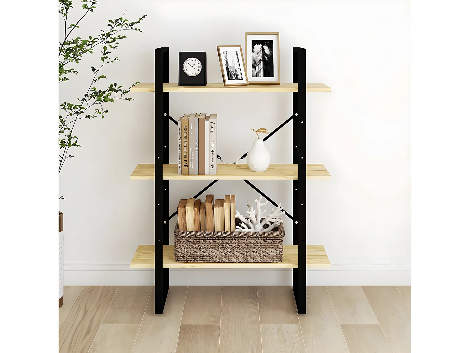 Estante com 3 prateleiras 80x30x105 cm pinho maciço