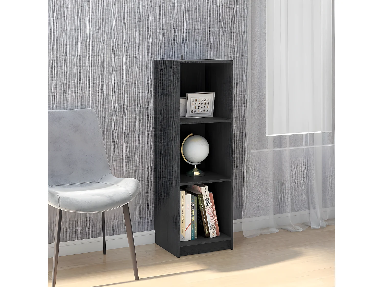 Bibliothèque/Séparateur de pièce Gris 36x33x110 cm Pin massif