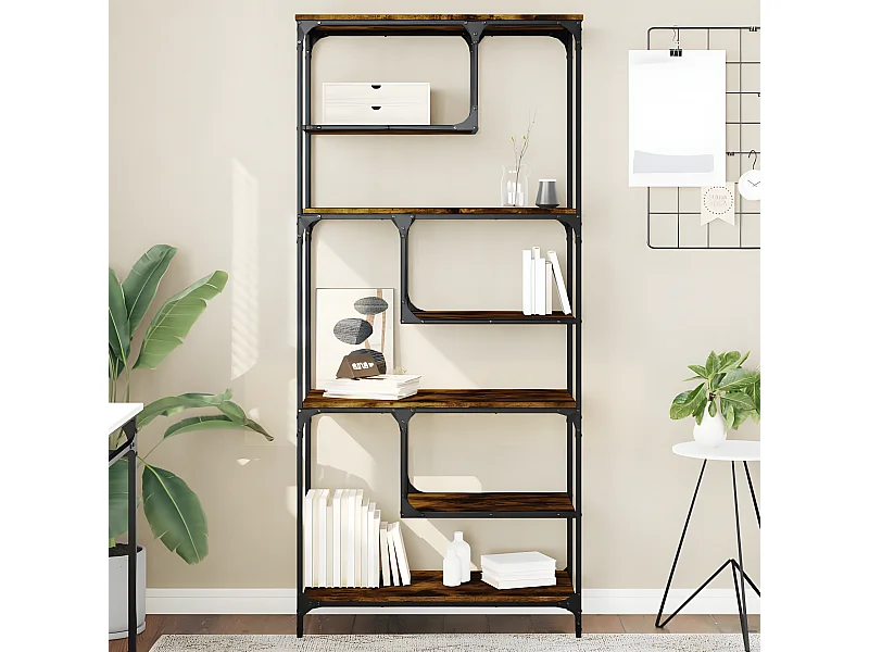 Bibliothèque chêne fumé 81x36x176 cm bois d'ingénierie