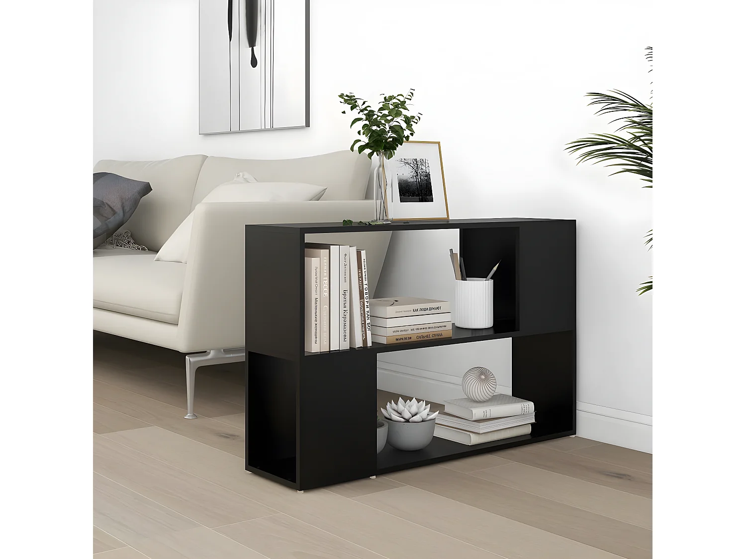 Bibliothèque Noir 100x24x63 cm Aggloméré