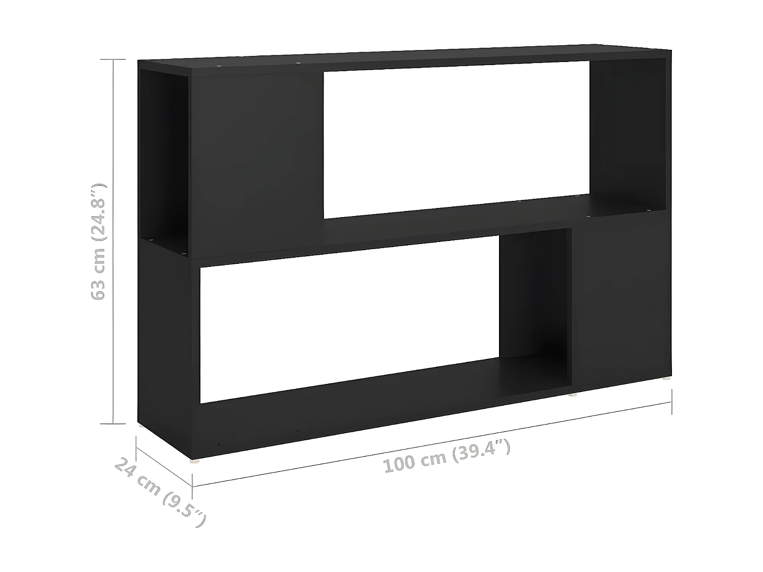 Bibliothèque Noir 100x24x63 cm Aggloméré
