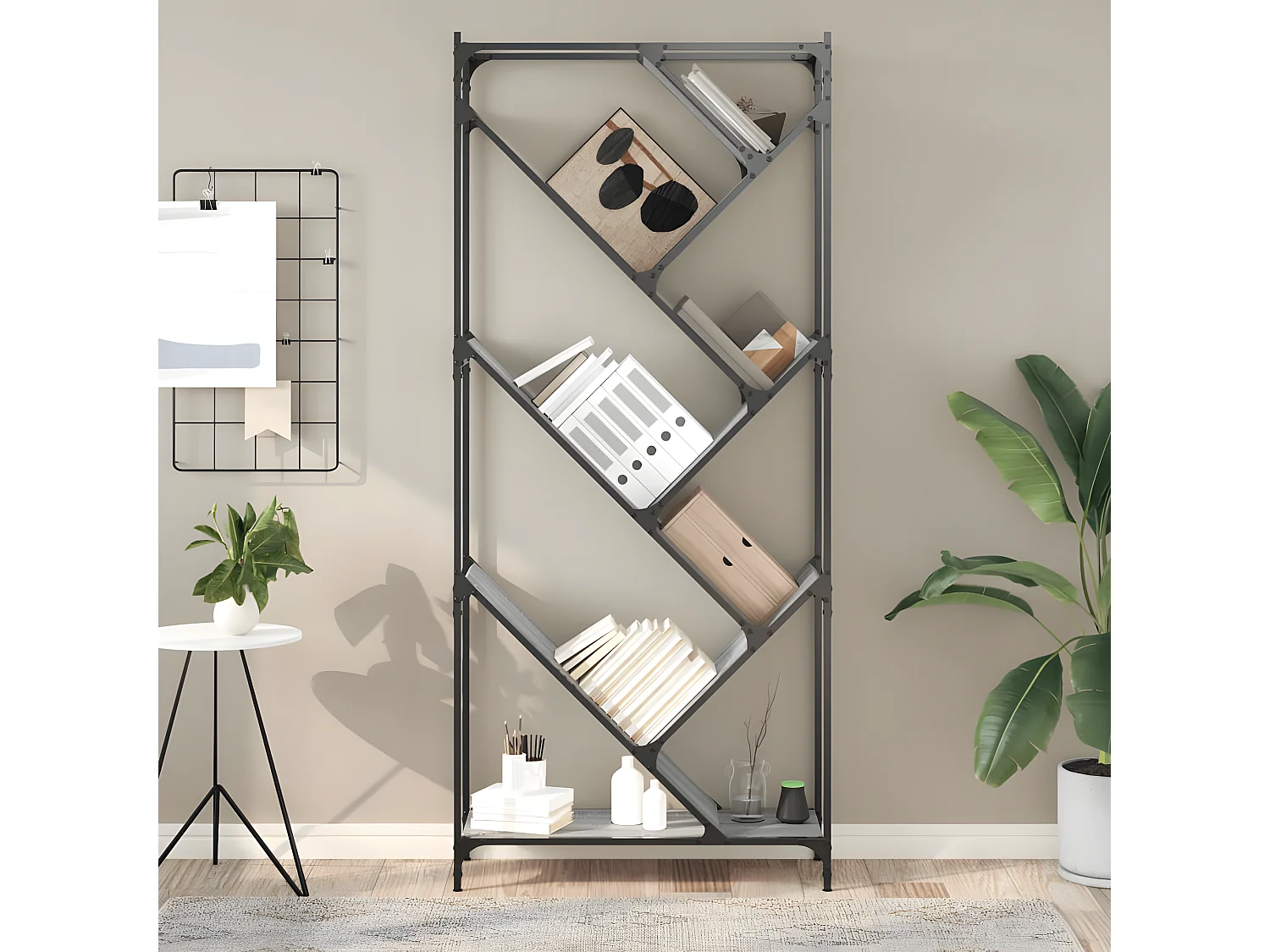 Estante 79x30x180 cm derivados de madeira e metal cinza sonoma