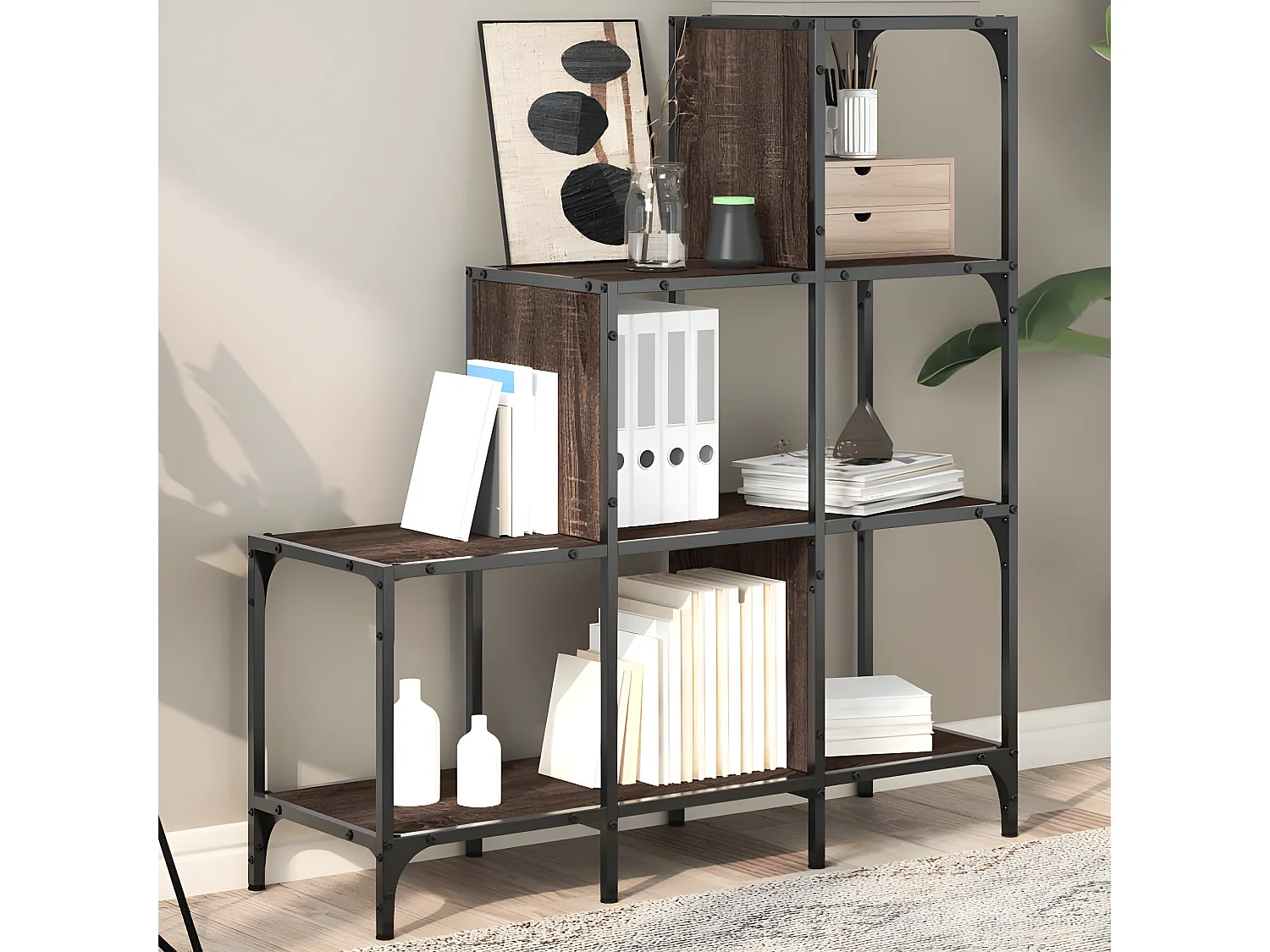 Estante 92x30x102 cm deriv. de madeira/metal carvalho castanho