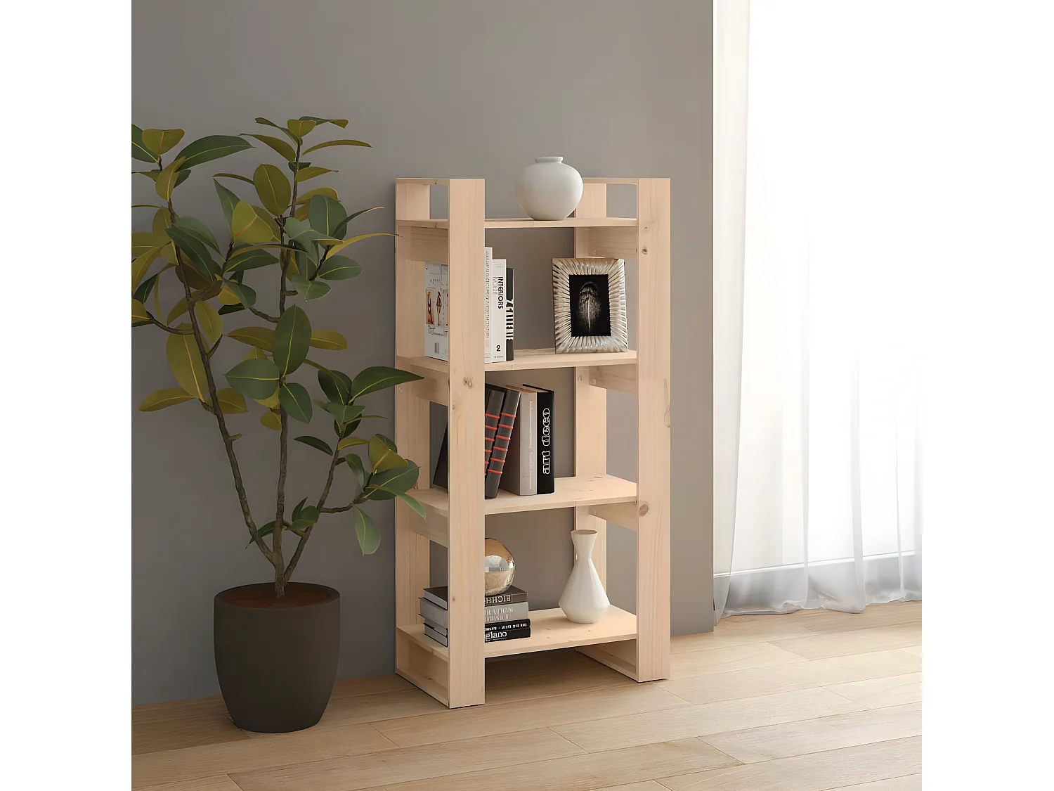 Boekenkast/kamerscherm 60x35x125 cm massief grenenhout