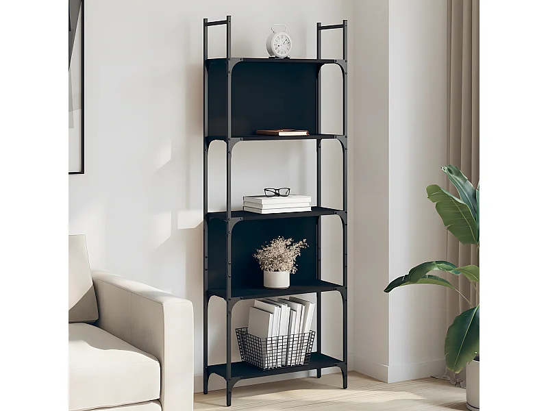 Boekenkast 5-laags 60,5x24x166,5 cm bewerkt hout zwart
