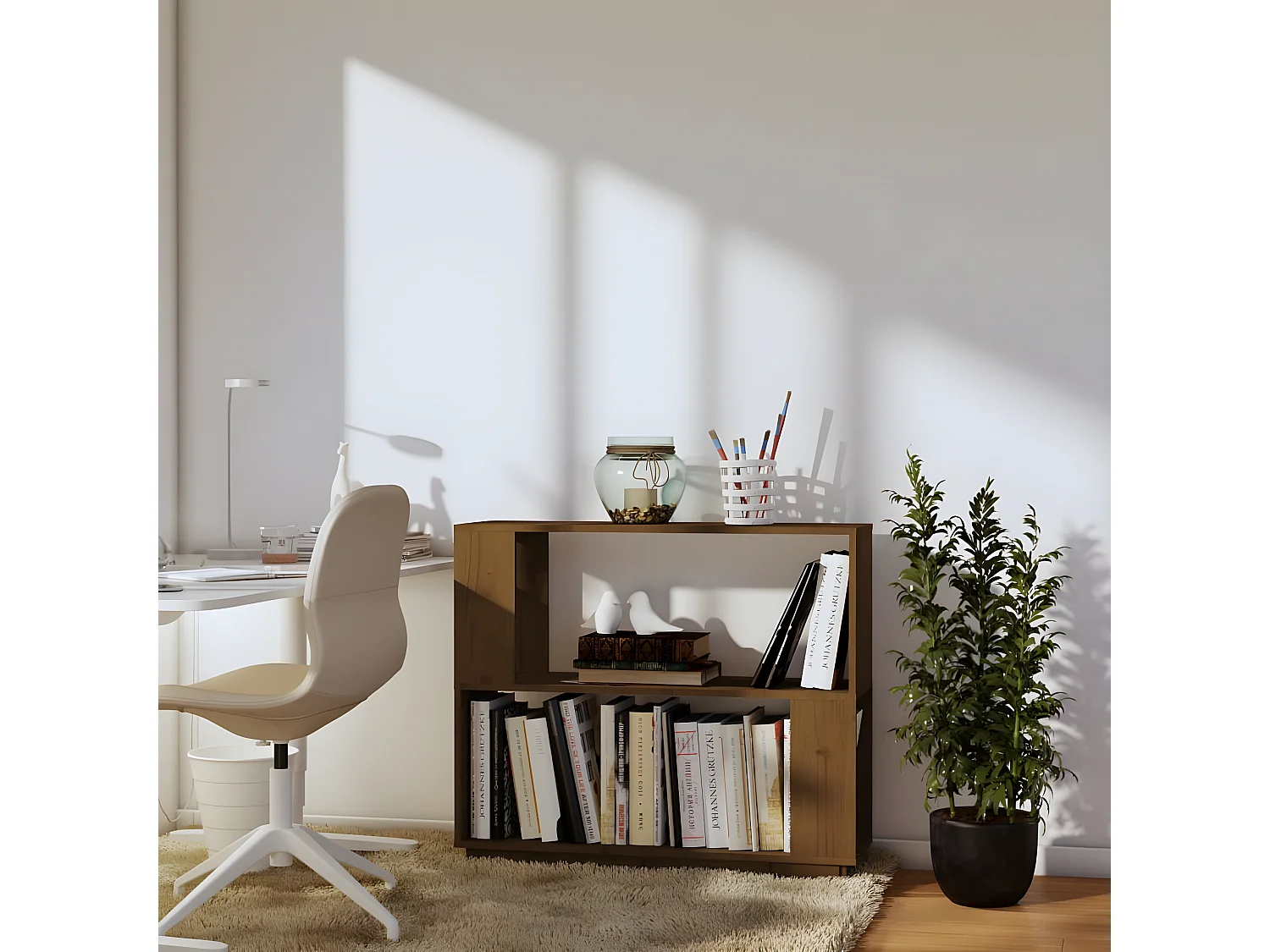 Estantería/divisor madera de pino marrón miel 80x25x70 cm