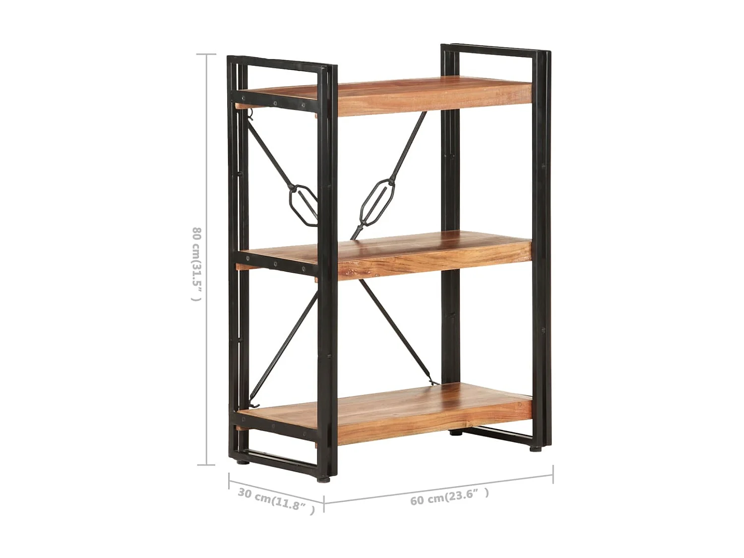 Bibliothèque à 3 niveaux 60x30x80 cm Bois d'acacia massif