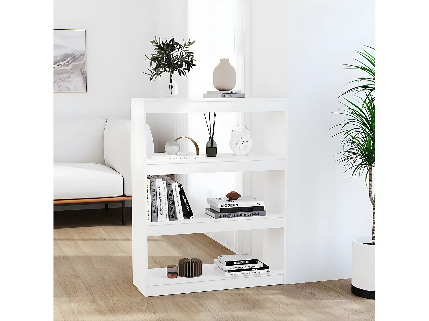 Bibliothèque/Séparateur de pièce Blanc 80x30x103,5cm Pin solide