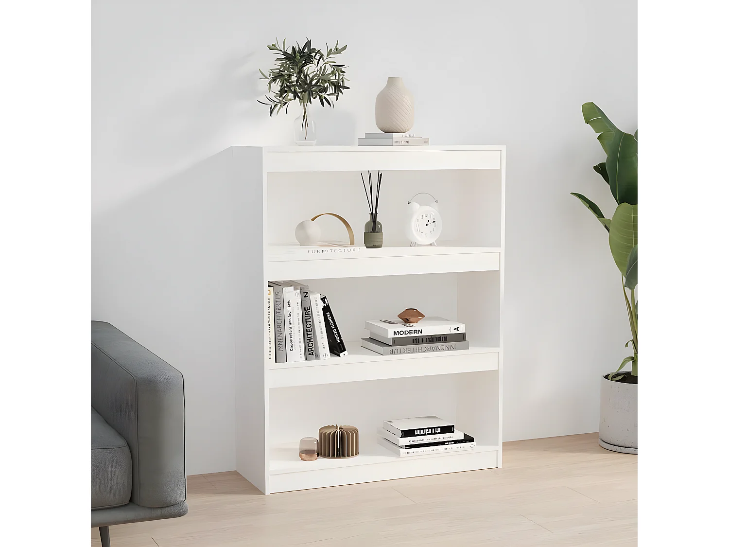 Bibliothèque/Séparateur de pièce Blanc 80x30x103,5cm Pin solide