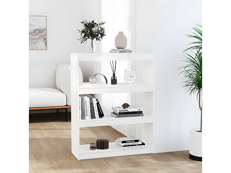 Bibliothèque/Séparateur de pièce Blanc 80x30x103,5cm Pin solide