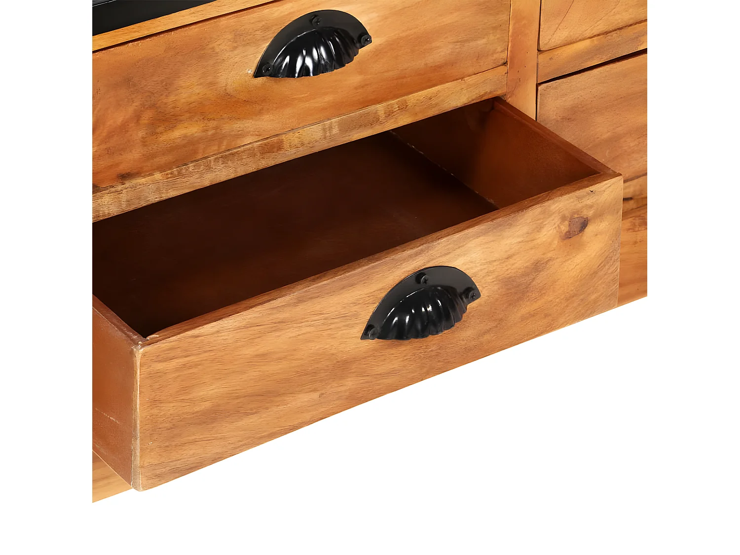 Bibliothèque à 4 étagères avec 6 tiroirs 122x36x181 cm Manguier