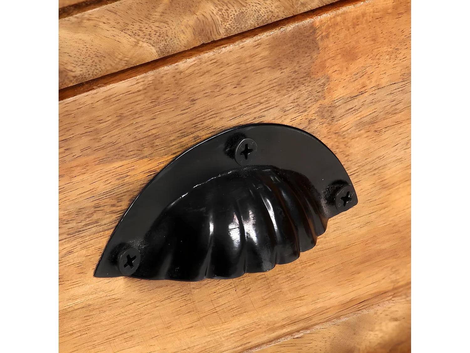 Bibliothèque à 4 étagères avec 6 tiroirs 122x36x181 cm Manguier