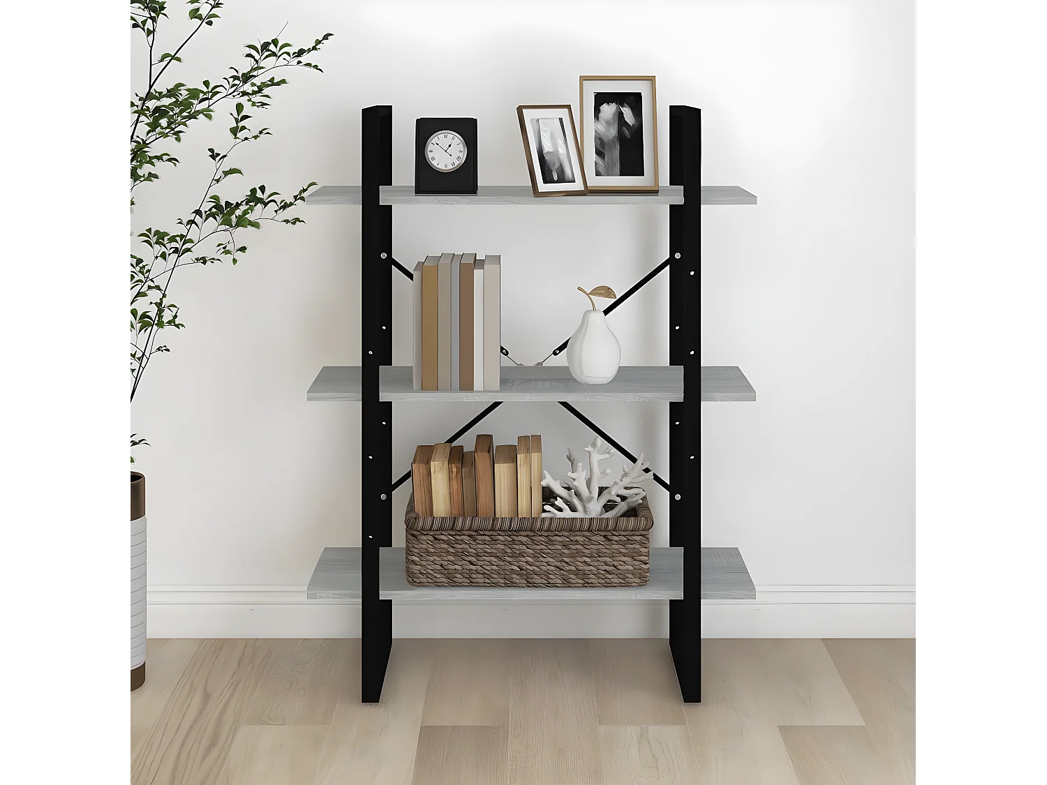 Boekenkast 80x30x105 cm bewerkt hout grijs sonoma eikenkleurig