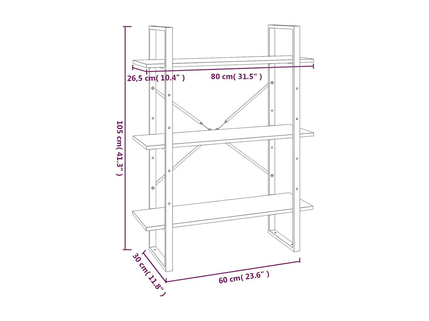 Boekenkast 80x30x105 cm bewerkt hout grijs sonoma eikenkleurig