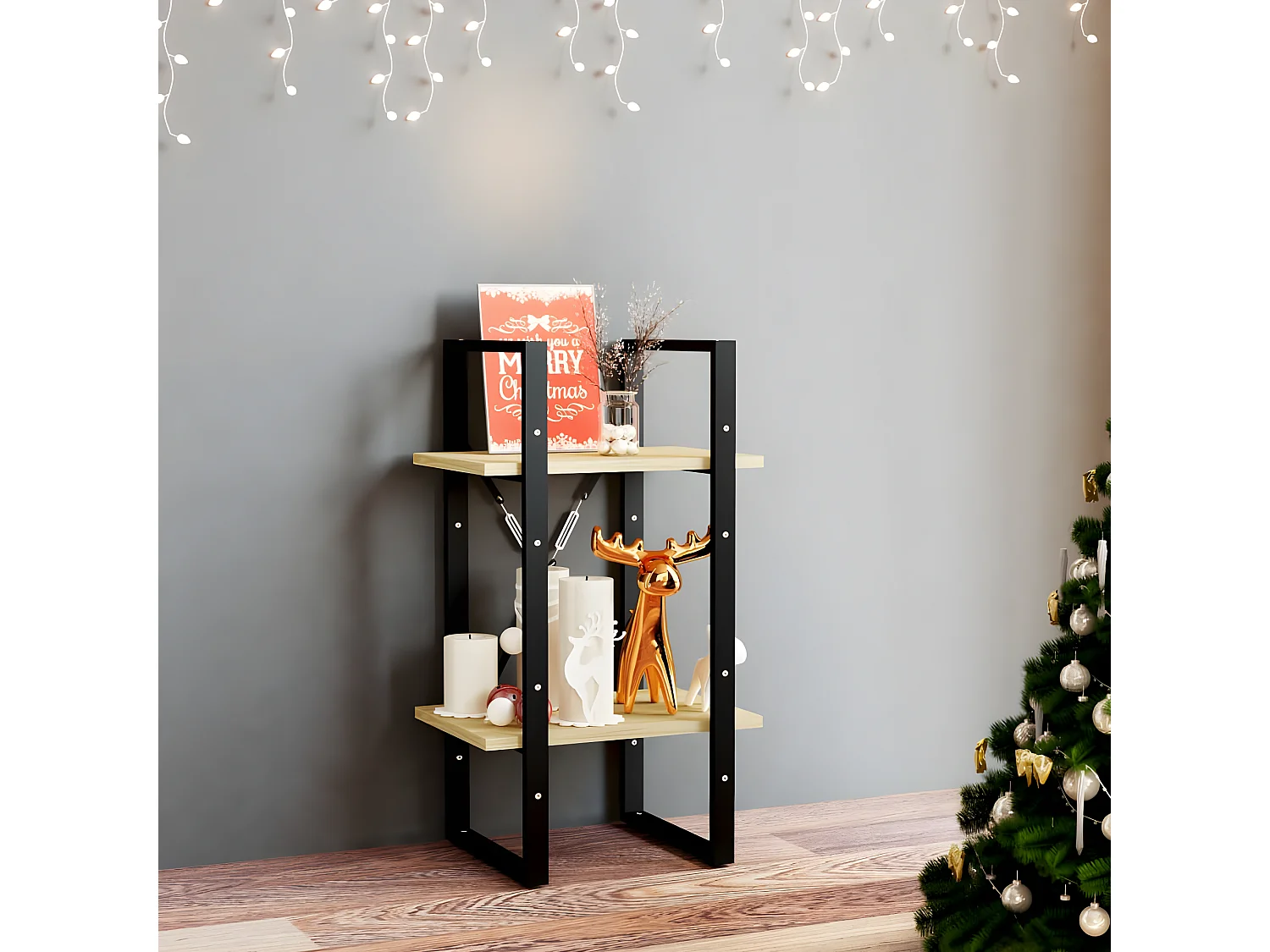 Estantería 2 niveles madera maciza de pino 40x30x70 cm